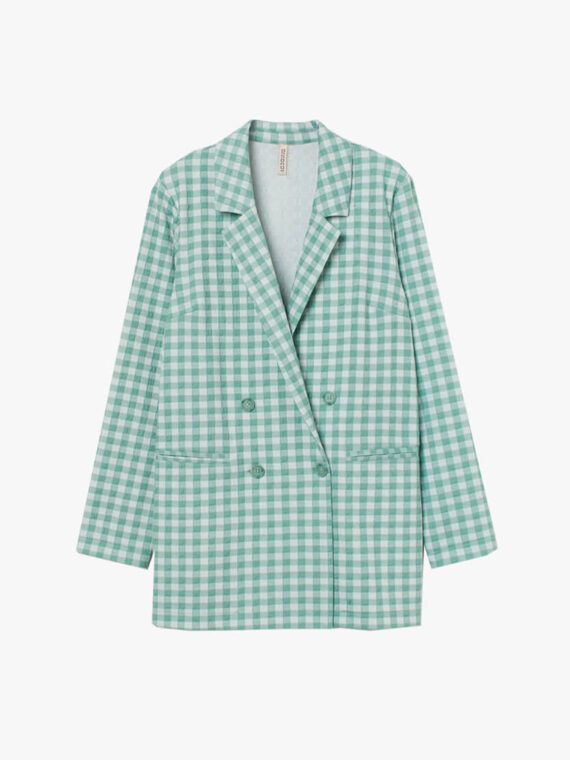 Blazer de lino a cuadros