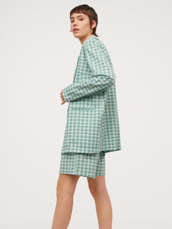 Blazer de lino a cuadros