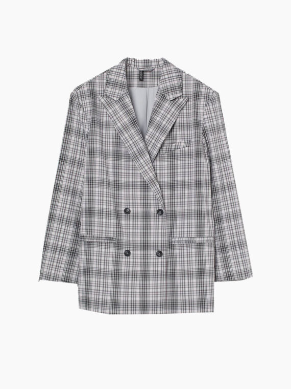Blazer de lino a cuadros