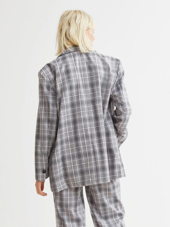 Blazer de lino a cuadros